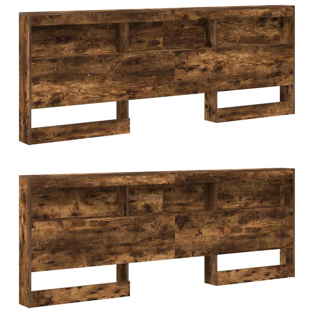 Storage Headboard with Shelf Smoked oak 200 cm Engineered wood